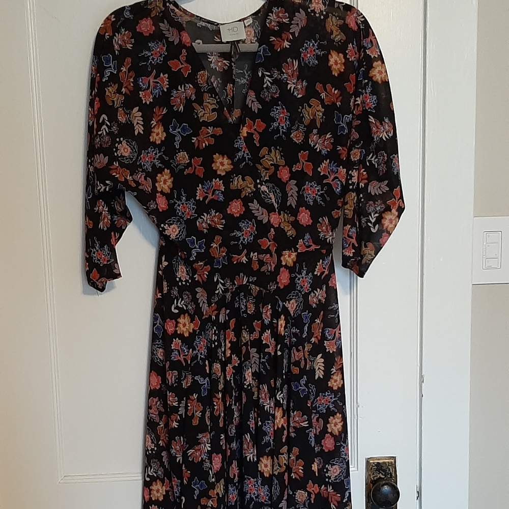 Anthropologie Navy floral Maxi Dress